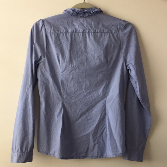 Jacob Blue and White Stripe Ruffle Blouse - Picture 6 of 12